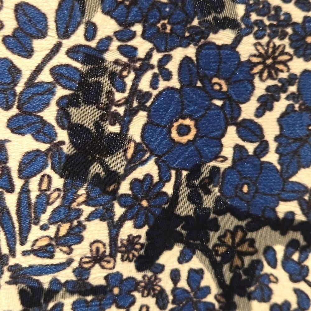 Elie Tahari Floral Burnout Cocktail Dress 4 V-Neck Blue Black Soutache Lace - Picture 8 of 11